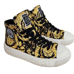 Versace Gold Barocco Medusa High Tops (Unisex) EU 38 US Mens 5.5 Wmns US 7